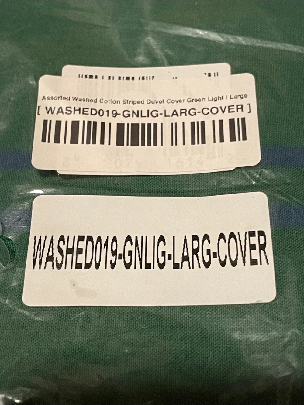 Everlasting WASHED COTTON STRIPED DUVET COVER FOREST GREEN Queen